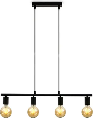 Produktbild von B.K.Licht Pendelleuchte Retro Vintage Schwarz 4-flammig max. 4 x 60W E27 ohne Leuchtmittel