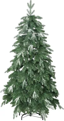 Image de Arbre de Noël artificiel - 1,8 m - Branches réalistes - Effet neige - Support en acier - Pied pliable - Montage rapide - Vert olive