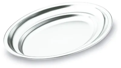 Ovale Edelstahl-Schale 40 cm, ofenfest, spülmaschinengeeignet