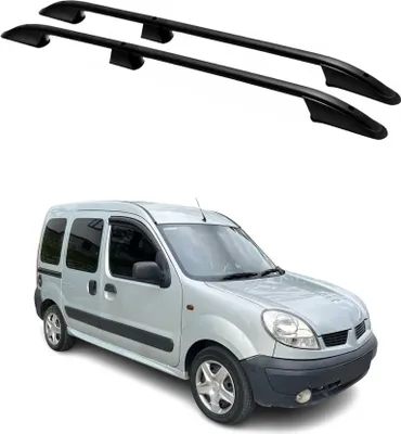 Image de Barres de toit longitudinales pour Renault Kangoo 1996-2007 L1 Court Alu Noir