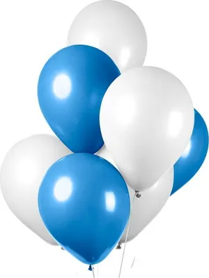 Produktbild von Luftballons 30 cm Durchmesser, blau weiß, biologisch abbaubar, für Luft & Helium geeignet