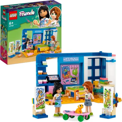Produktbild von LEGO Friends Lianns Zimmer, Set 41739, mit Minipuppen Liann Autumn und Haustierfigur Gecko Popcorn, Serie 2023, 204 Teile, 8 cm hoch, 13 cm breit, 9 cm tief