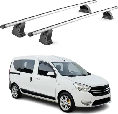 Productafbeelding van Aluminium dachträger voor Dacia Dokker, modeljaren 2012-2021, met afsluitbare T-gleuf, 2-delig, zilver