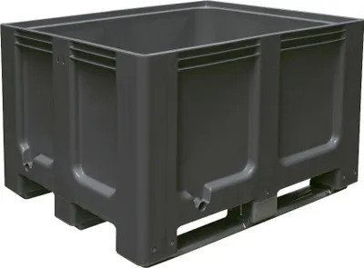 Produktbild von Großbox mit 3 Kufen, LxBxH 1200 x 1000 x 760 mm, geschlossen, anthrazit, PE-HD, lebensmittelecht