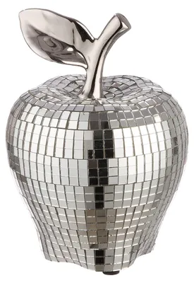 Productafbeelding van Gilde Dekoobjekt, Apfel, "Disco", Keramik, silberfarben, VE 3, H. 15 cm, D. 11 cm 54434