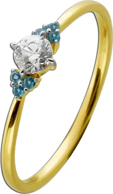 Produktbild von Blautopas Ring Gelbgold 585 14K blaue Edelsteine Diamant 0.26ct 17