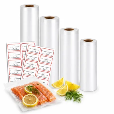 Produktbild von Vakuumierfolien Rollen Set 15 20 25 28 cm x 6 m Strukturfolie für Vakuumierer 4 Rollen 24 m BPA frei