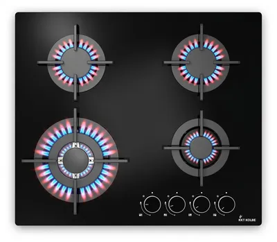 Produktbild von KKT KOLBE Gaskochfeld 59 cm | Autark | 7,9 kW | 4 Flammig | stufenlos regelbar | Wok-Zone | Rahmenlos | Knebelbedienung | Gusseiserne Topfträger | Glas | Propangas | Erdgas | G604G