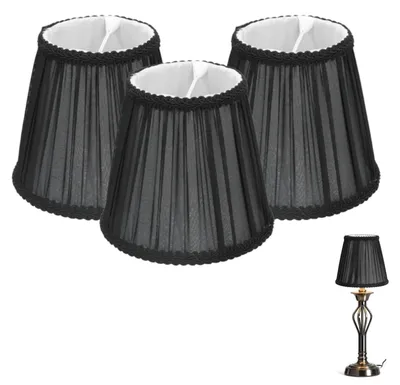 3er-Set Lampenschirme, schwarz, Stoff, Clip-On, für Wandleuchte, Tischlampe