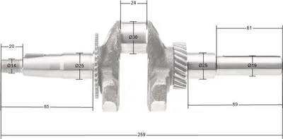 Obrázek produktu pro Válcový klikový hřídel R210 19,05 mm 13300-Z140330-0000