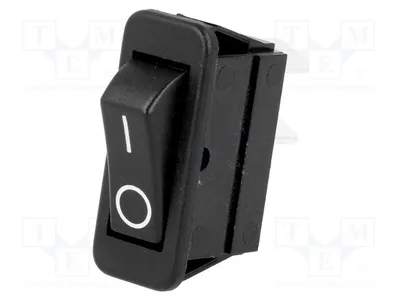 Obrázok produktu pre 1x čierna vypínačka, 16A/250VAC, typ C1500ABMBB, páková, 20A/28VDC, polohy: OFF-ON, pozícia: 2