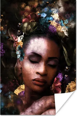 Produktbild von MuchoWow® Poster Frau - Farbe - Flora 40x60 cm - Plakate für die Wand - Poster Babyzimmer