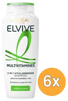 Productafbeelding van 6x L'Oréal Paris Elvive Shampoo Multivitaminen 2-in-1 (250 ml)