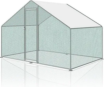 Immagine prodotto di Jopassy pollaio all'aperto grande pollaio tetto recinto ruspante pollame con telaio in acciaio zincato PE e porta con serratura 3 x 2 x 2 m
