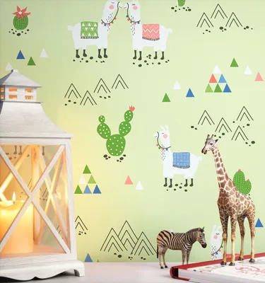 Produktbild von NEWROOM Tapete Auma Muster Grün Vliestapete - Kinder Kaktus Kamel Germany
