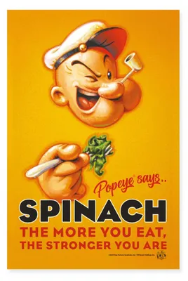 Produktbild von Spreadshirt Popeye Poster Spinach More You Eat … Poster 60x90 cm, One size, Weiß