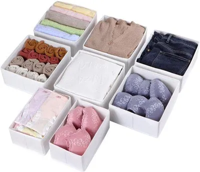 Obrázok produktu pre Sada organizérov na oblečenie, 8-dielna, 100 x 58 cm, biela, pevná, bez záhybov