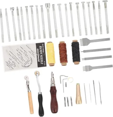 Imagen del producto de Kit de costura para cuero, ideal para principiantes. Incluye un juego de herramientas para trabajar el cuero