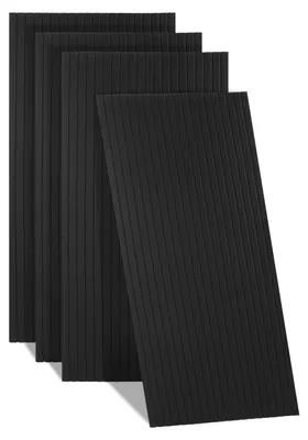 Produktbild von Ikodm 4 Stück Akustikplatten selbstklebend Schallschutzplatten Hohe Dichte Wandpaneel Vertikalstreifen Schwarz