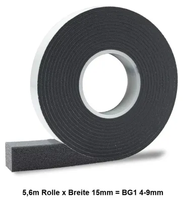 Produktbild von Ramsauer 1083 Kompriband Pro Quellband grau 5,6m x 15mm x 4mm Fuge BG1 4-9mm