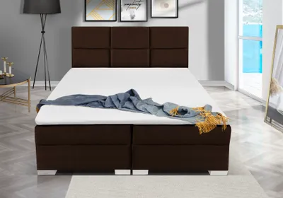 Produktbild von Boxspringbett RIO 140 x 200 cm Amor Velvet 01 Braun Bett mit zwei Bettkästen und Matratze,Komplett-Set mit Topper, Doppelbett, Polsterbett