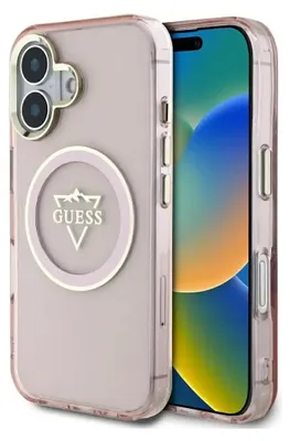 Obrázok produktu pre Guess - IML Metal Mountain Logo MagSafe ochranný obal na iPhone 16 - ružové