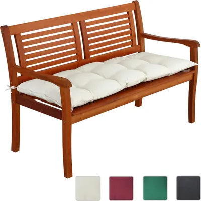 Image de Coussin de banc avec attaches Crème 110x45x8cm Intérieur Extérieur Coussin pour banc Banquette 100% Polyester
