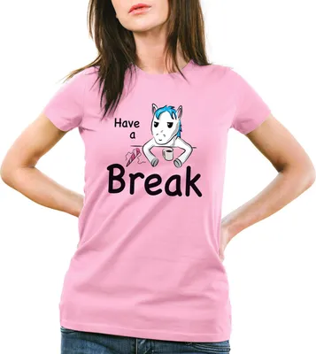 Produktbild von style3 Have a Break Einhorn Damen T-Shirt Unicorn, Farbe:Pink, Größe:2XL