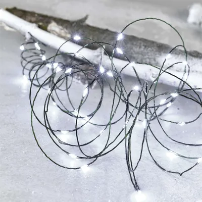 LED vánoční nano řetěz zelený, 7,5 m, venkovní i vnitřní, studená bílá, časovač