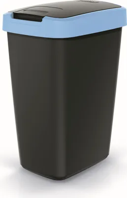 Produktbild von Abfallbehälter 12l mit Deckel KEDEN COMPACTA Q schwarz mit blauem Rand