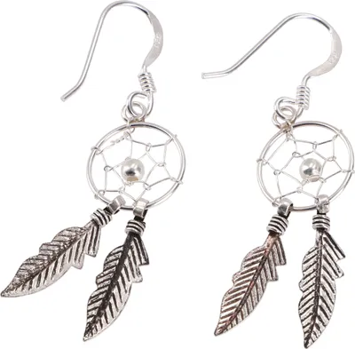 Produktbild von Silberohrringe mit Traumfänger Boho Ohrringe, - Modell 1, Silber-Farben, SterlingSilber, 3*1 cm, Silberohrringe