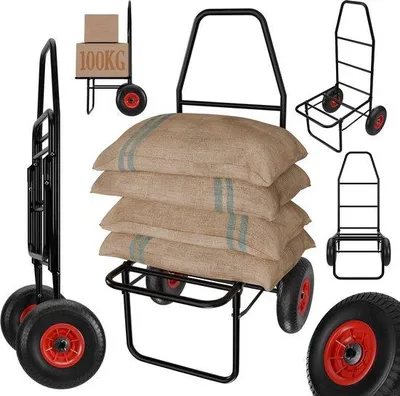 Productafbeelding van Unyqoos® Opvouwbare transportwagen met luchtbanden – stalen frame, laadvlak 37x50 cm, 26 cm banden, weerbestendig, draagvermogen 100 kg