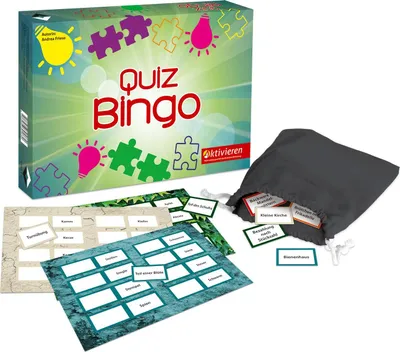Produktbild von Bingo-Spiel Quiz für Senioren und Gruppen – mit doppeldeutigen Begriffen, Quizaufgaben, Gesprächsimpulsen, auch für eingeschränkte kognitive Fähigkeiten