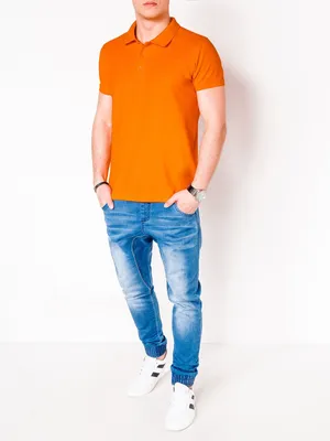 Imagen del producto de Ombre Clothing: Camiseta de hombre con cuello modelo Laei, color naranja, talla S