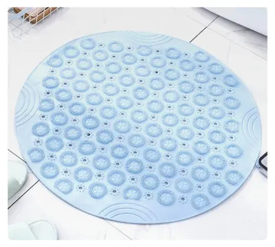 Produktbild von Runde Duschmatte 55x55cm, Antirutschmatte für Dusche und Badewanne, Badezimmermatte mit Saugnäpfen, Ablauflöcher, Maschinenwaschbar, Schnelltrocknend (Blau)