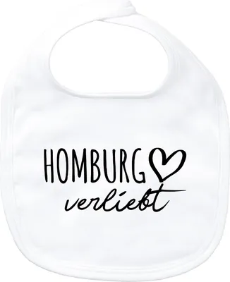Produktbild von Huuraa Baby Lätzchen Homburg verliebt White Klettverschluss  Baumwolle Latz Geschenkidee