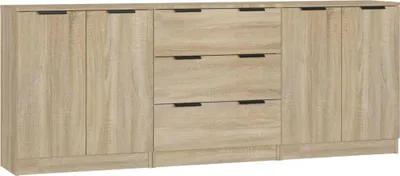 Produktbild von vidaXL 3-tlg. Sideboard Sonoma Eiche-Optik Holzwerkstoff
