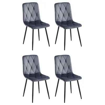Obrázok produktu pre CasaDolce jedálenská stolička MELKO, sada 4 ks, sivá 43x54x91 cm, čalúnená, ozdobné prešitie na operadle a sedadle, 120 kg. Nosnosť