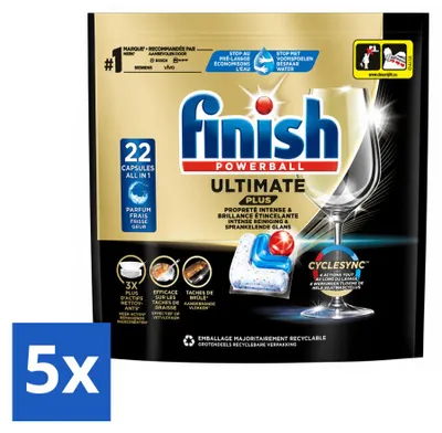Produktbild von 5 x Finish Ultimate Plus Regular Vaatwastabletten - Vorteilspackung - 5 Stücke