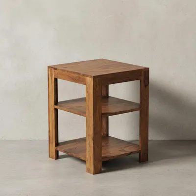 Produktbild von Massivholz Bücherregal: Mehrzweck-Stauraum, Sheesham, handgefertigt, pflegeleicht. 44x44x60 cm | Kadima Design