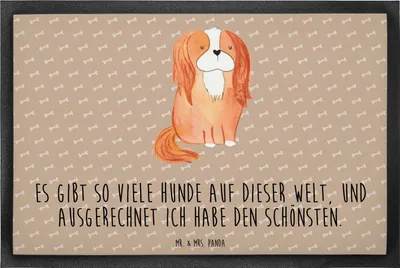 Produktbild von Mr. & Mrs. Panda bodenmatte Hund Cavalier King Charles Spaniel 60 x 90 cm - Hundeglück - Geschenk, Spruch, fußmatte, Cockerspaniel, Bodenvorleger, abstreifer, Bester