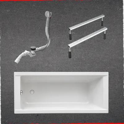 Produktbild von Schulte Körperform-Badewanne Modell Como, Weiß Sanitäracryl, 140x70 cm, Höhe 42,6-43,3 cm, inkl. Fußgestell und Ab- und Überlauf