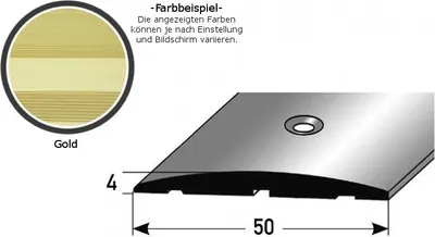 Produktbild von Übergangsprofil "Brecht" / Übergangsschiene / 50 mm, Typ: 145 (Aluminium eloxiert gebohrt / selbstklebend)-goldfarbig-1000-gebohrt