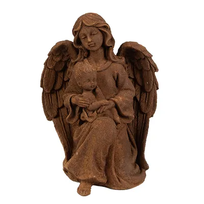 Zdjęcie produktu dla Clayre & Eef figurka dekoracyjna anioł 18 cm brązowy polyresin