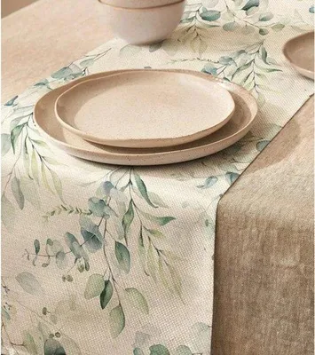 Image de Table rectangulaire de couleur kaki pour la cuisine et la salle à manger, 33 x 183 cm