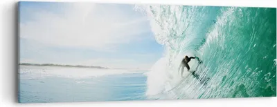 Produktbild von Bild auf Leinwand - Leinwandbild - Abenteuer surfer welle ozean - 90x30cm - Wand Bild - Wanddeko - Leinwanddruck - Bilder - Kunstdruck - Wanddekoration - Leinwand bilder - Wandkunst - AB90x30-2541