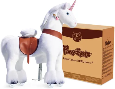 Produktbild von PonyCycle Einhorn Reittier auf Rollen für Kinder ab 7 Jahren max 80 kg Reitpferd auf Rollen mit Bremse und Klang- Ux504