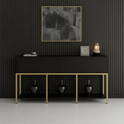 Image de Basilia - Armoire, 150x30x80h cm Noir, 2 Étagères