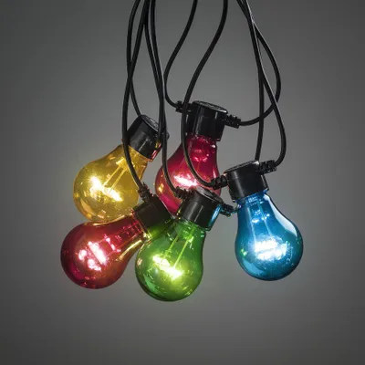 Produktbild von LED Biergartenkette 5er bunt 2372-500 6h Timer Außen batteriebetr. 4AA 1,5V