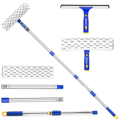 Image de Nettoyeur de vitres ITTAR, avec raclette pivotante et brosse en microfibre